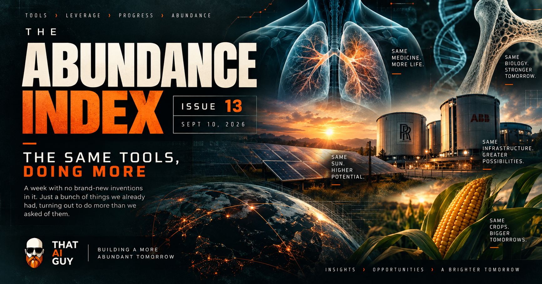 The Abundance Index, Issue 13: The Same Tools, Doing More cover artwork.